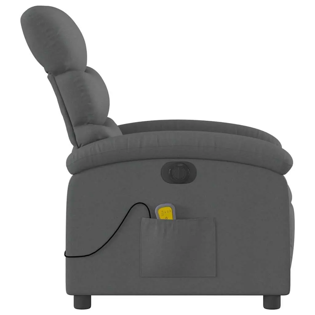 Electric Massage Recliner Chair for Living Room Grey Fabric Adjustable Size