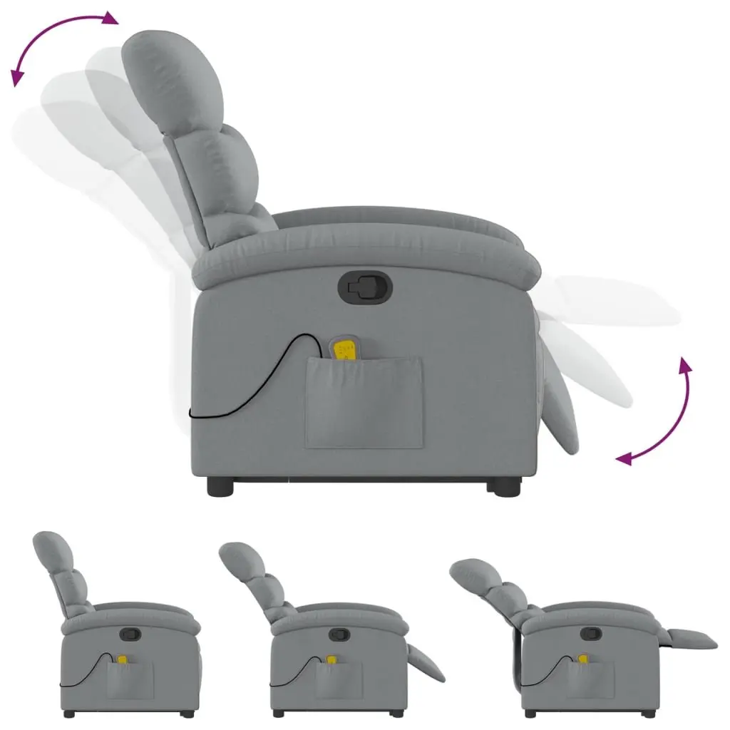 Massage Recliner Chair for Living Room Grey Fabric Power Lift Manual Recline