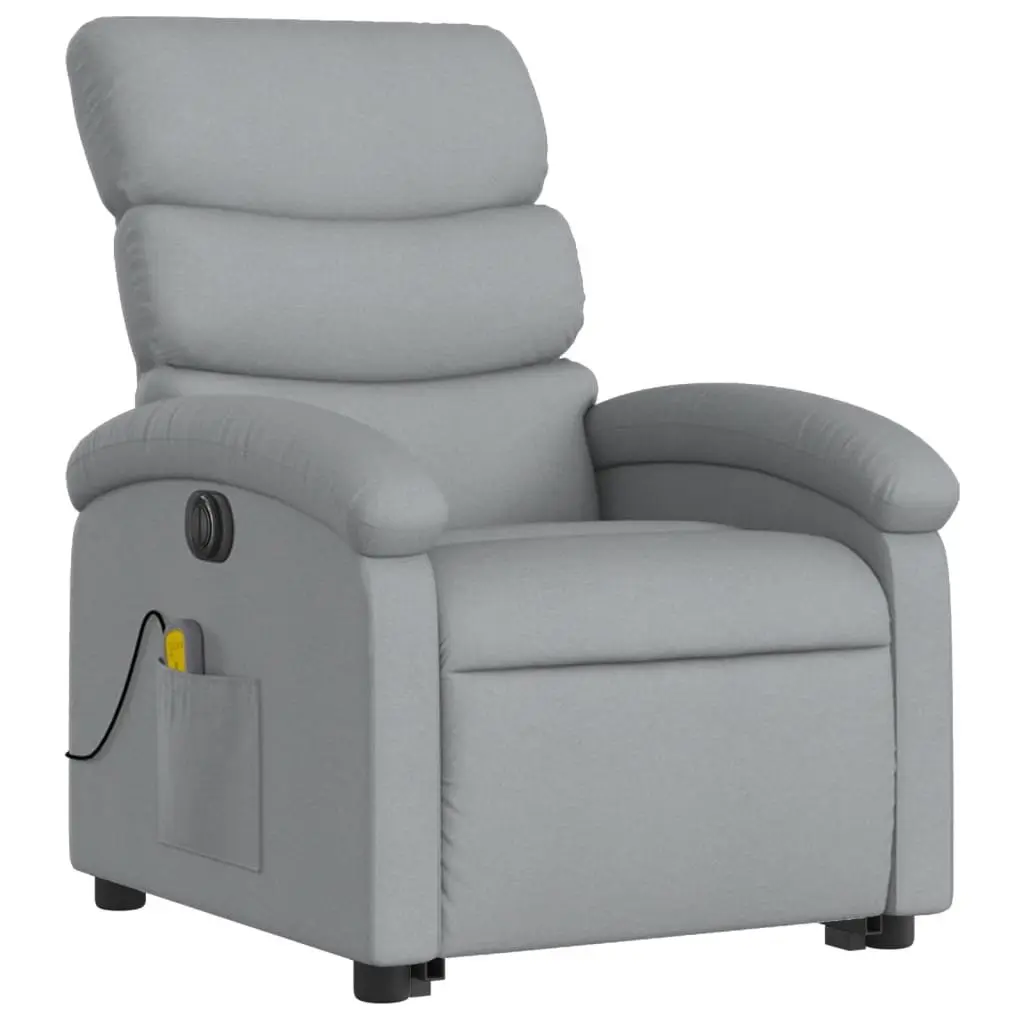 Electric Stand Up Massage Recliner Chair Light Grey Fabric Lift Armchair