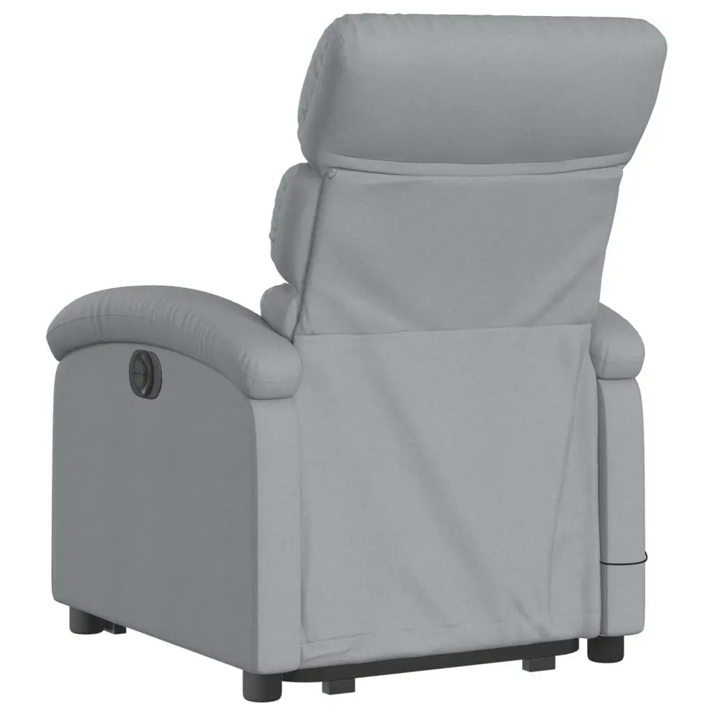 Electric Stand Up Massage Recliner Chair Light Grey Fabric Lift Armchair