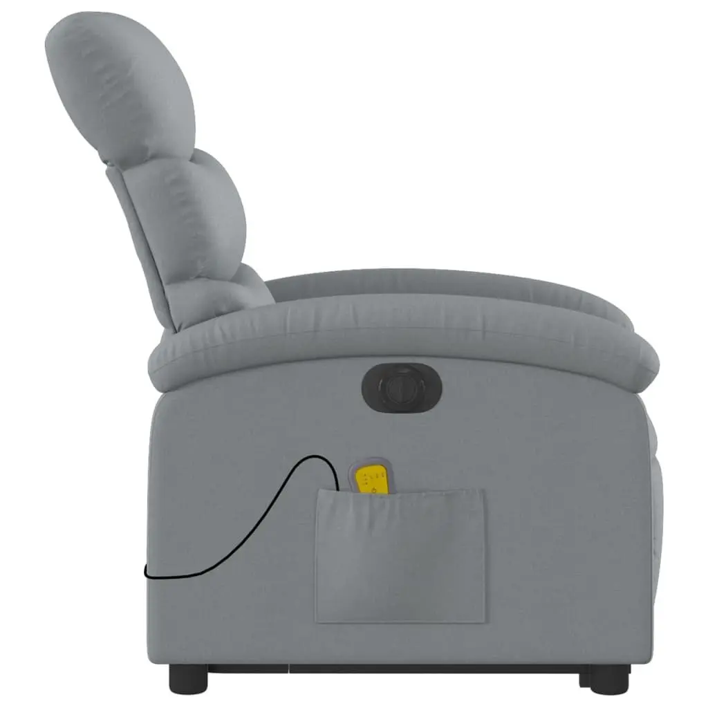 Electric Stand Up Massage Recliner Chair Light Grey Fabric Lift Armchair