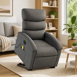 Electric Stand Up Massage Recliner Chair Grey Fabric Armchair Power Lift Recline