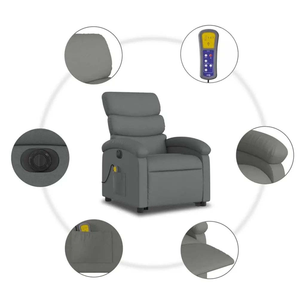 Electric Massage Recliner Chair for Living Room Grey Fabric
