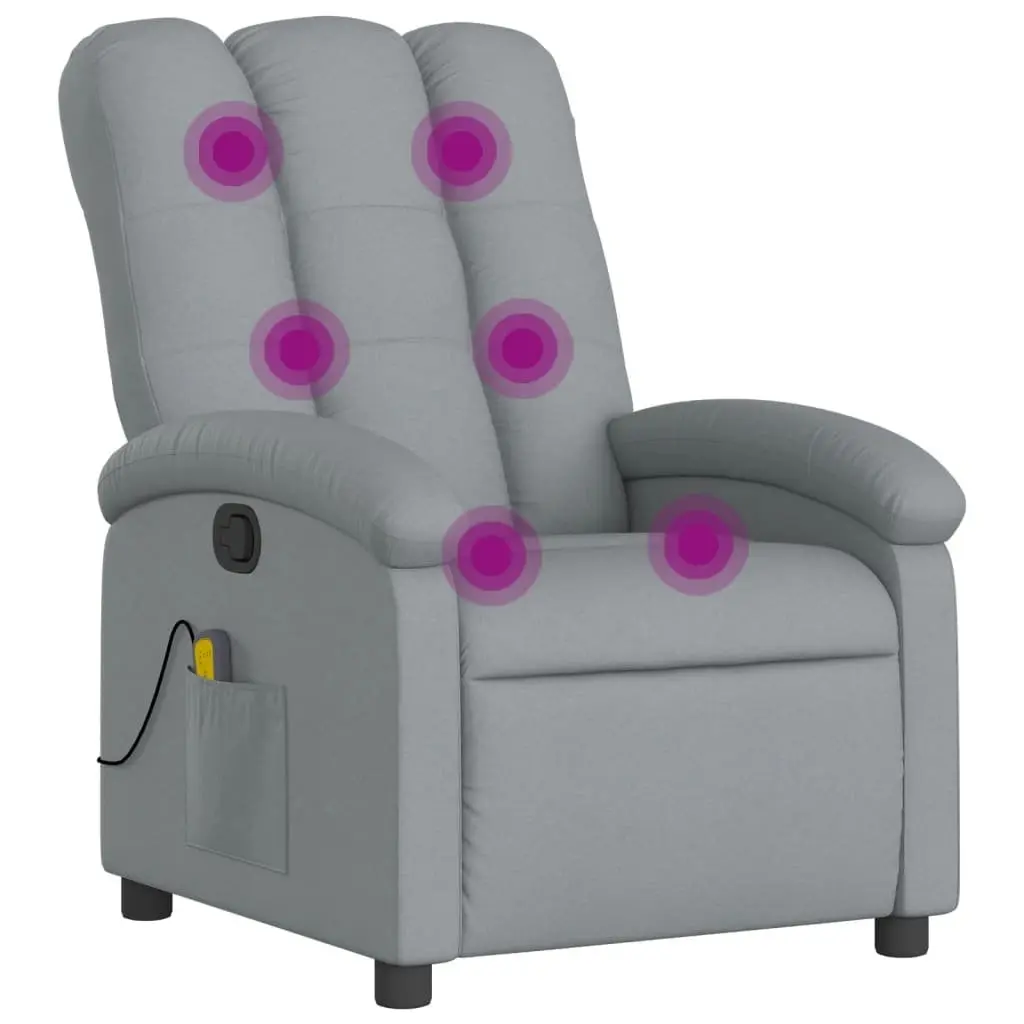 Massage Recliner Chair for Living Room Grey Fabric Manual Recline Vibration
