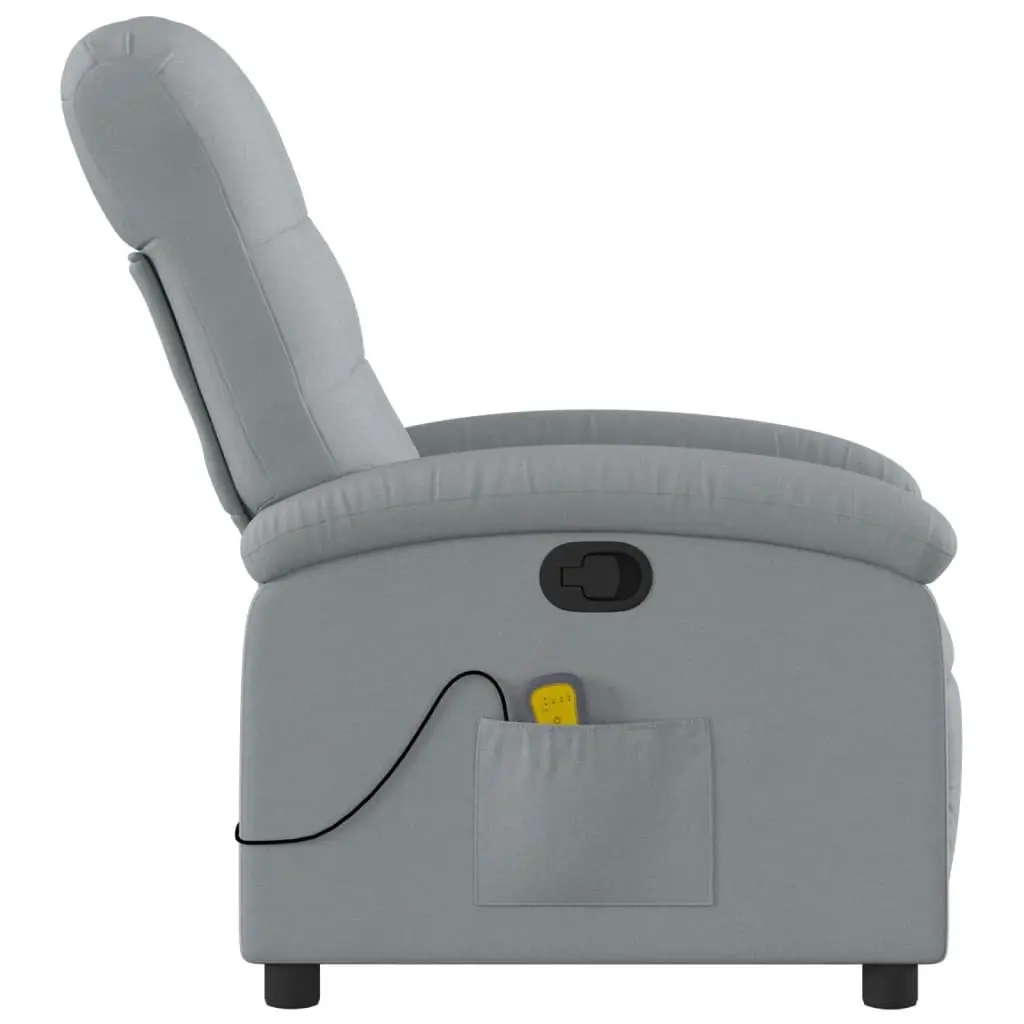 Massage Recliner Chair for Living Room Grey Fabric Manual Recline Vibration