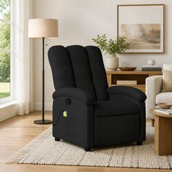 Black Fabric Recliner Chair: 135-Degree Maximum Tilt