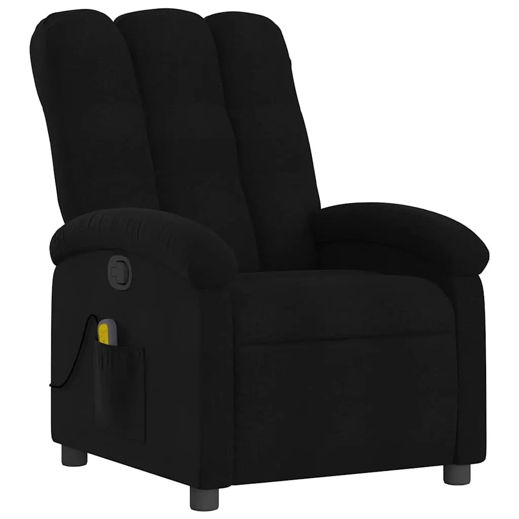 Massage Recliner Chair for Living Room Black Fabric Manual Recline Vibration 6 Points