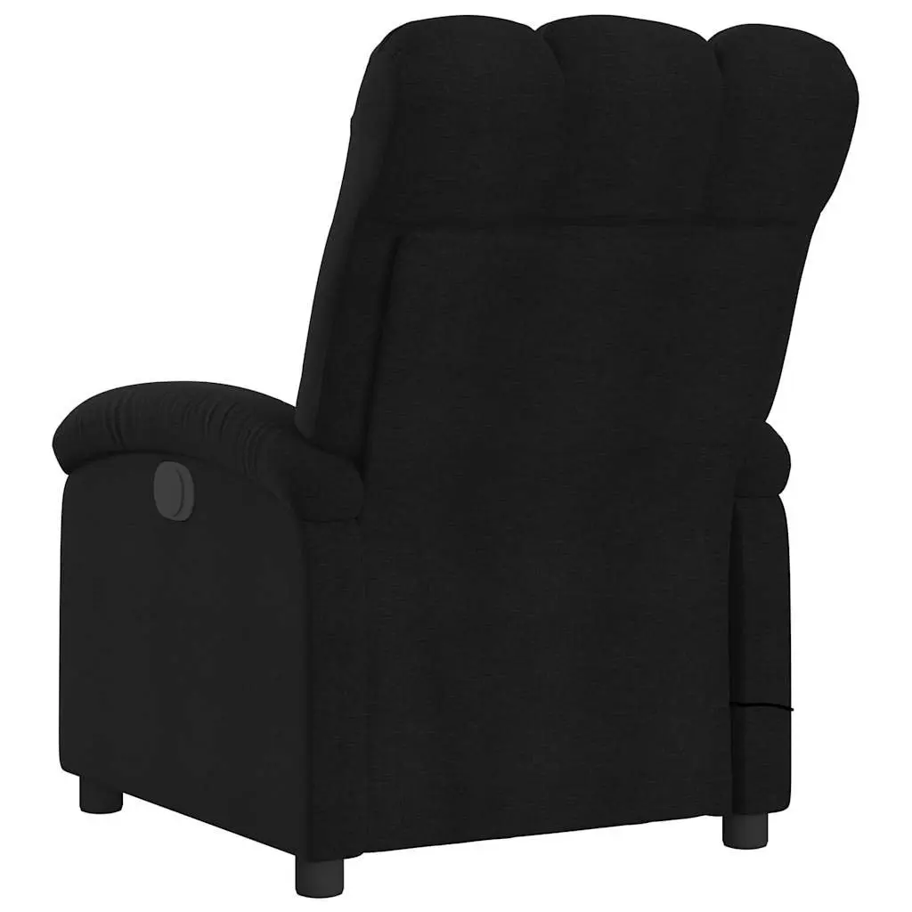 Massage Recliner Chair for Living Room Black Fabric Manual Recline Vibration 6 Points