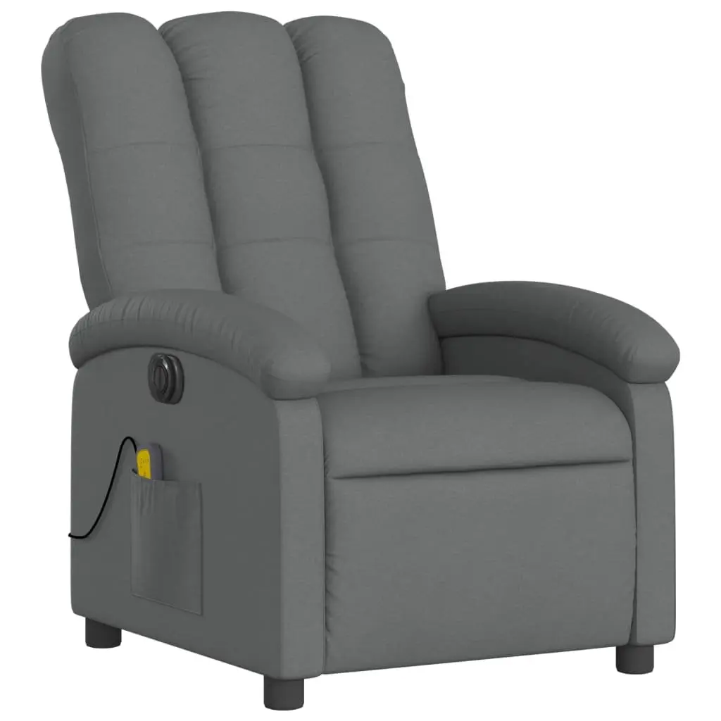 Electric Massage Recliner Chair for Living Room Grey Fabric 135 Degrees