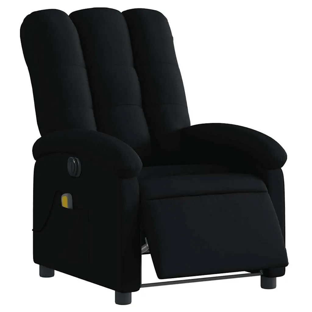 Electric Massage Recliner Chair for Living Room Black Fabric 135 Degrees