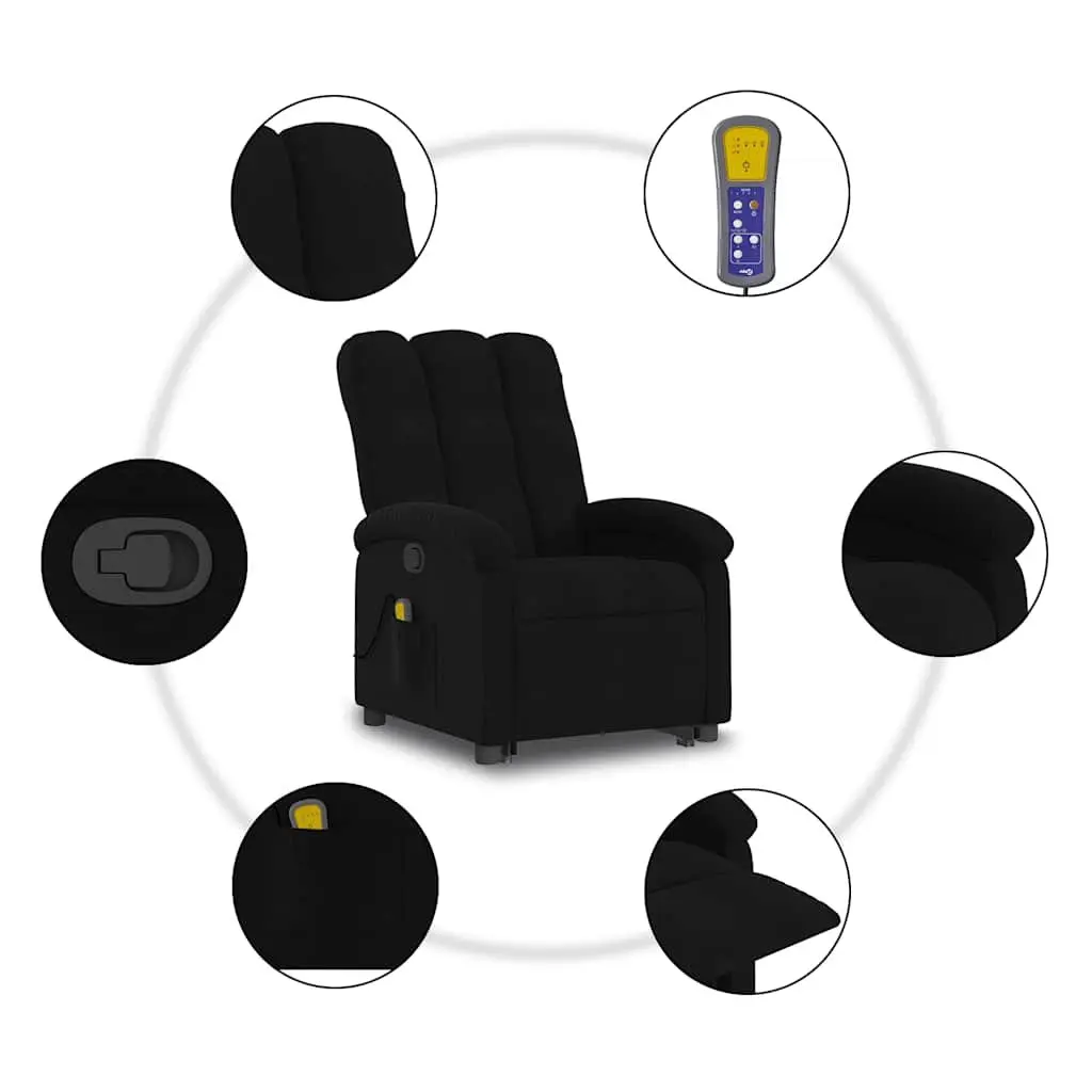 Electric Massage Recliner Chair for Living Room Black Fabric