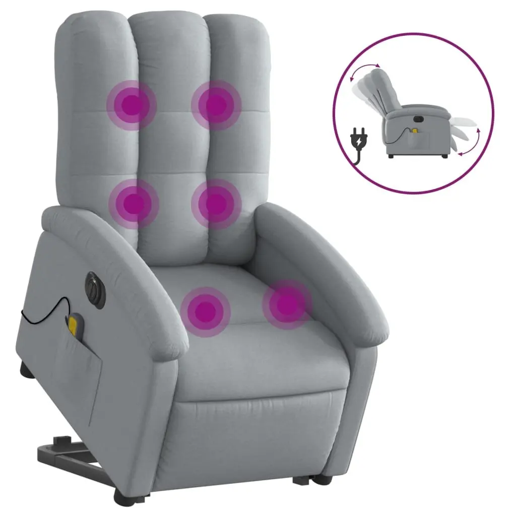 Electric Massage Recliner Chair for Living Room Grey Fabric