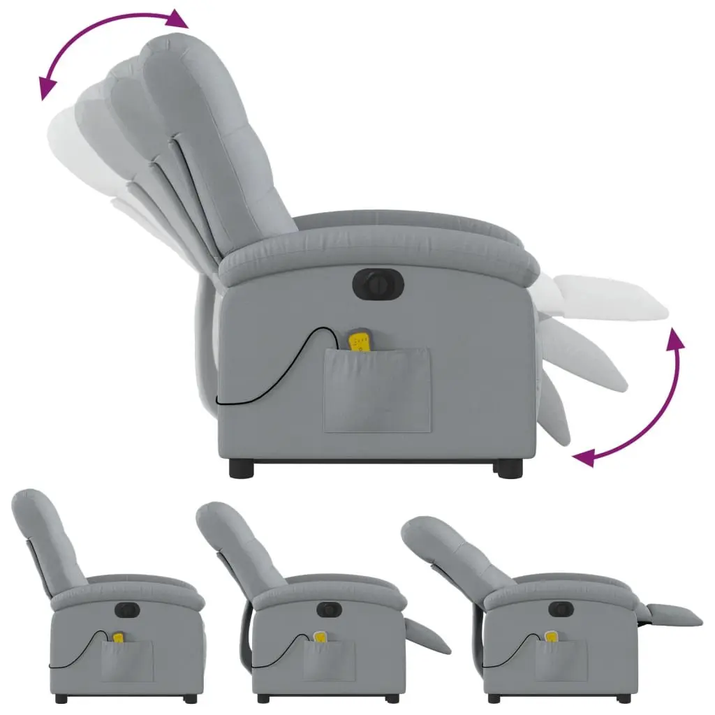 Electric Massage Recliner Chair for Living Room Grey Fabric