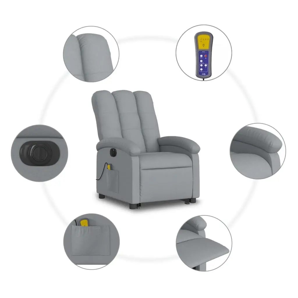 Electric Massage Recliner Chair for Living Room Grey Fabric