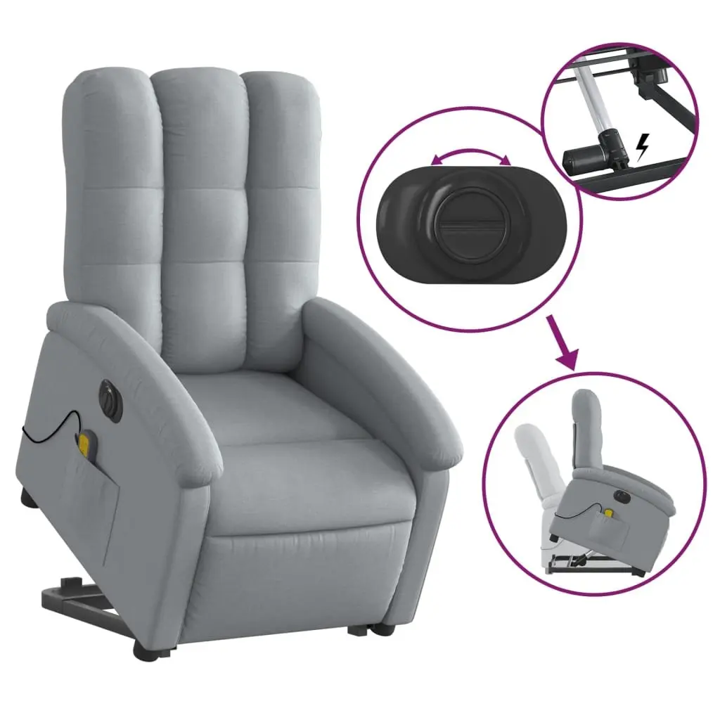 Electric Massage Recliner Chair for Living Room Grey Fabric