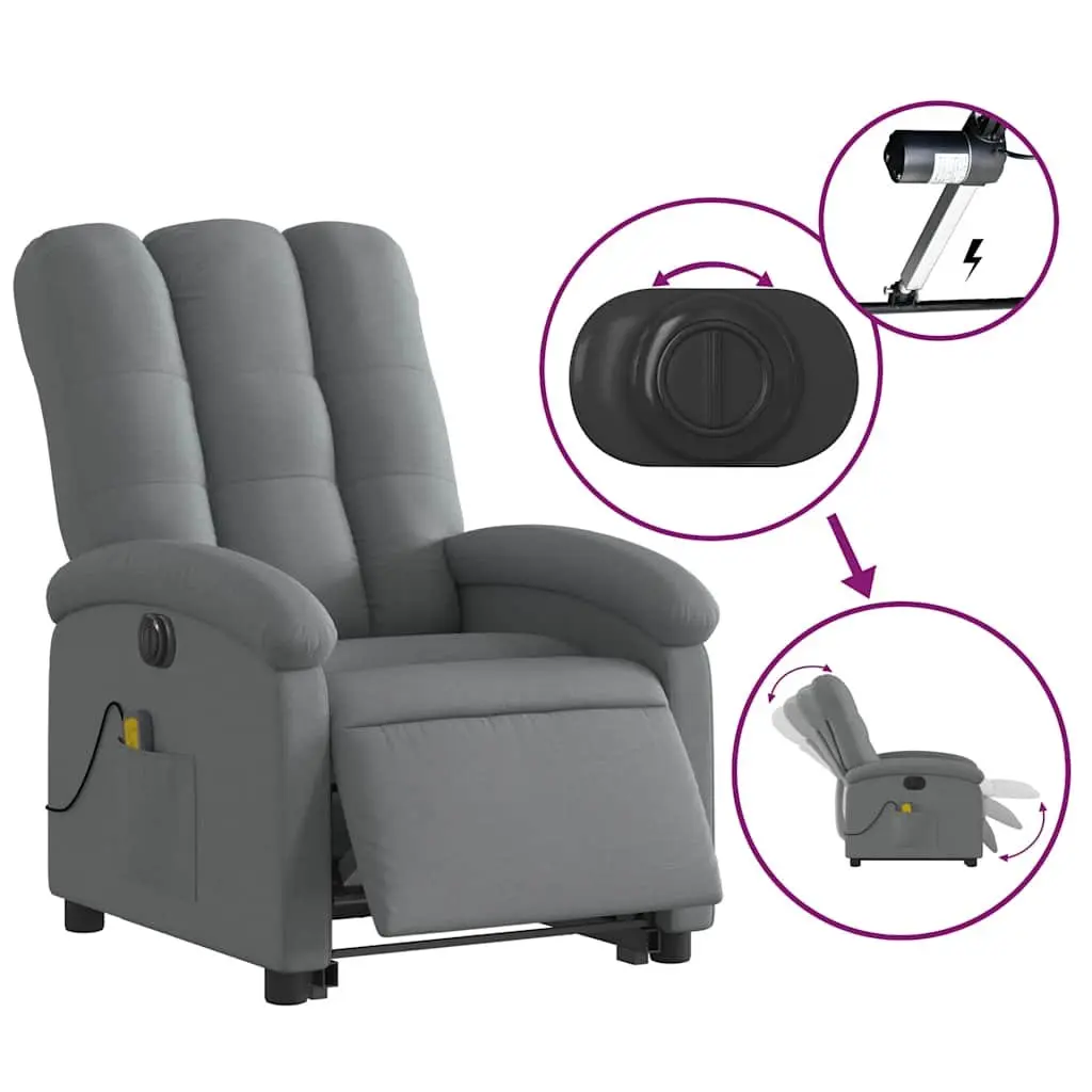 Electric Massage Recliner Chair for Living Room Grey Fabric