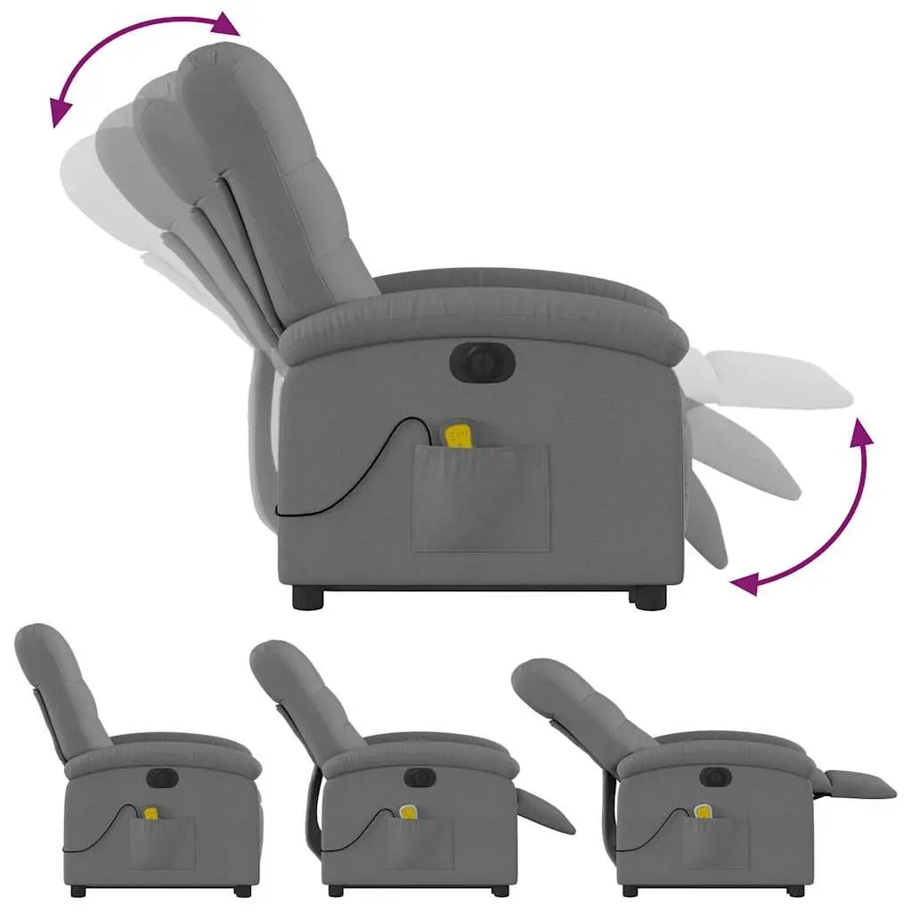 Electric Massage Recliner Chair for Living Room Grey Fabric
