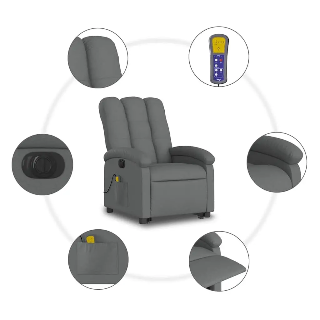 Electric Massage Recliner Chair for Living Room Grey Fabric