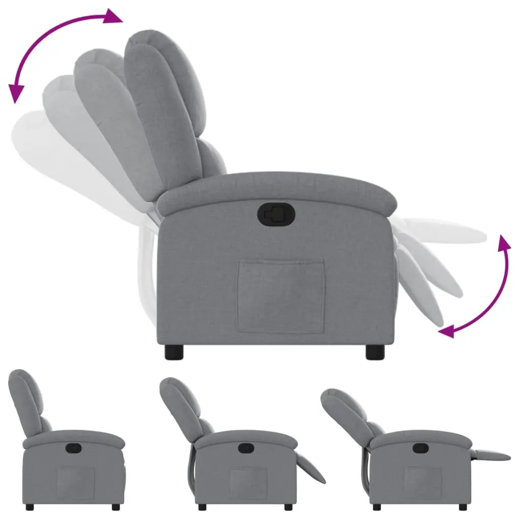 Recliner Chair for Living Room Grey Fabric Manual Reclining Armchair