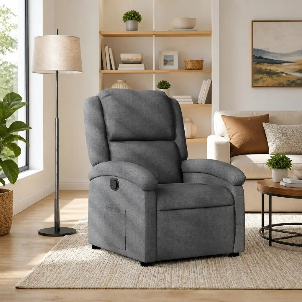 Recliner Chair Manual Reclining Armchair for Living Room Dark Grey Fabric