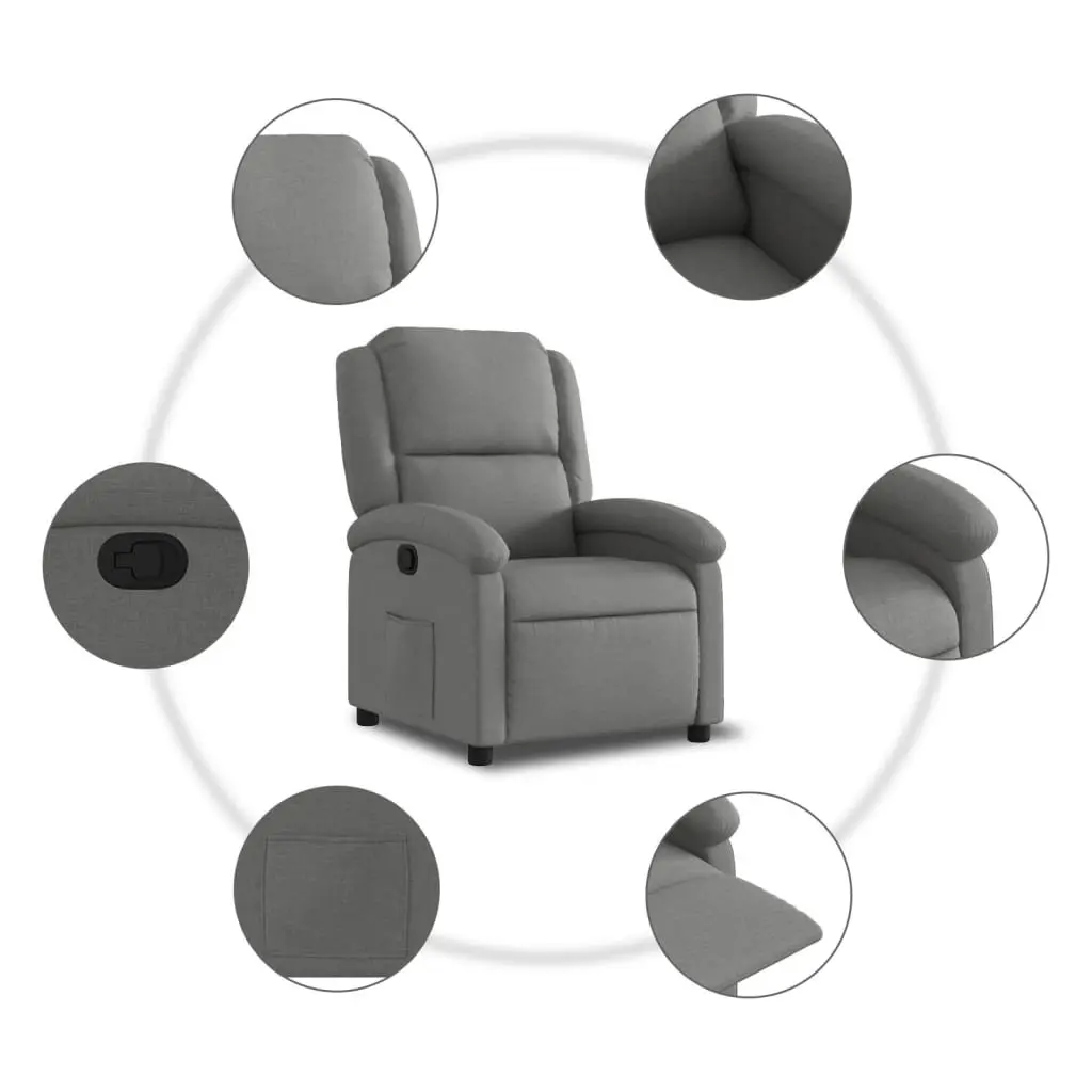 Recliner Chair Manual Reclining Armchair for Living Room Dark Grey Fabric