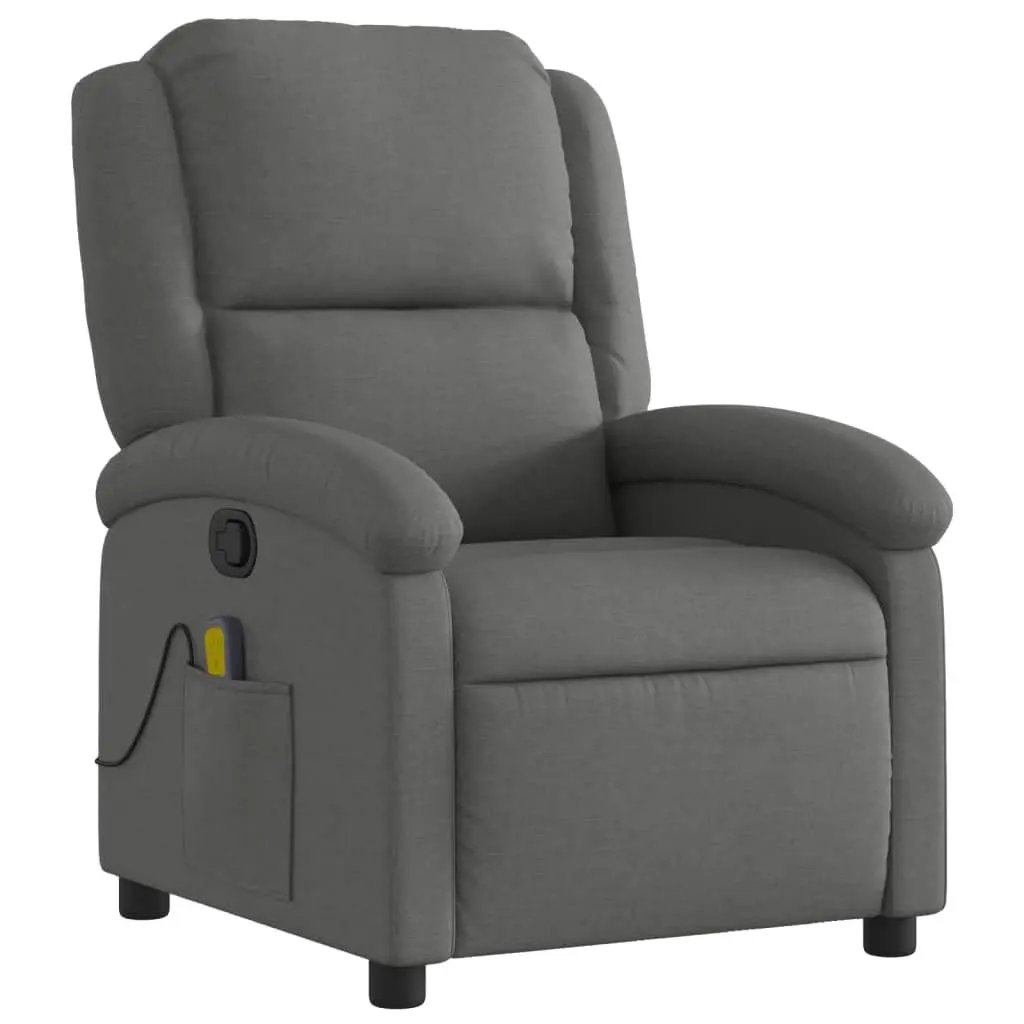 Grey Fabric Recliner Chair with Manual Function & 6 Massage Points
