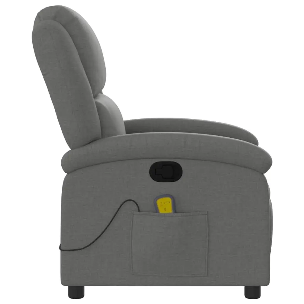 Grey Fabric Recliner Chair with Manual Function & 6 Massage Points