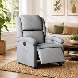 Electric Recliner Armchair Specifications: Light Grey Fabric