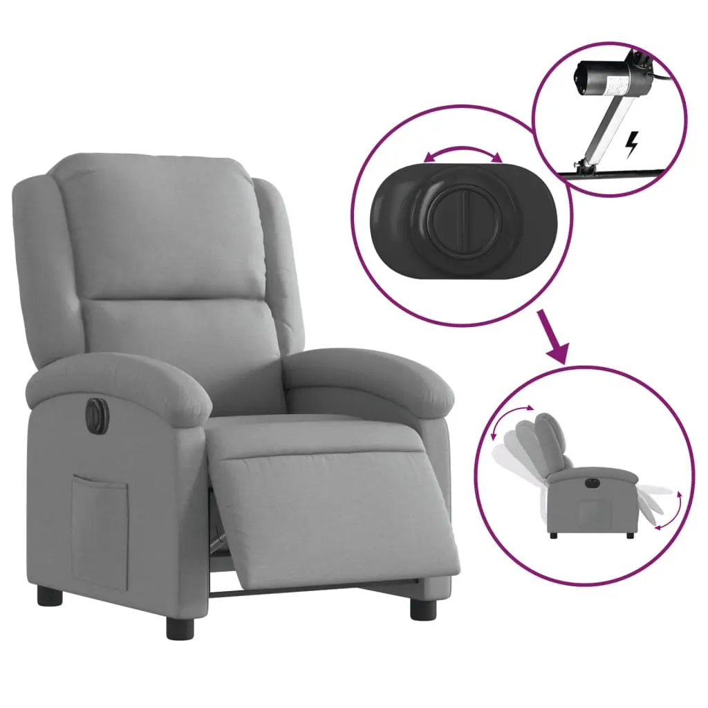 Electric Recliner Chair for Living Room Light Grey Fabric
