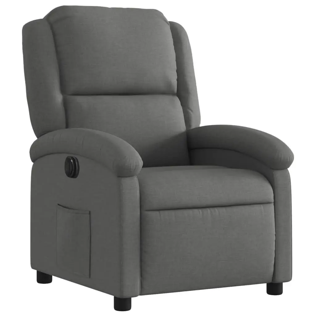 Electric Recliner Chair for Living Room Grey Fabric 135 Degrees