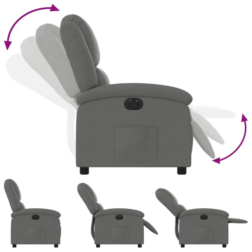 Electric Recliner Chair for Living Room Grey Fabric 135 Degrees