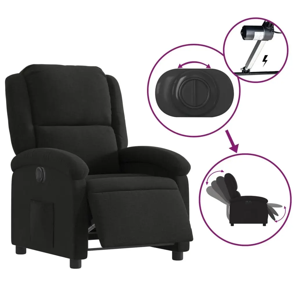 Electric Recliner Chair for Living Room Black Fabric Motorized Adjustable Footrest