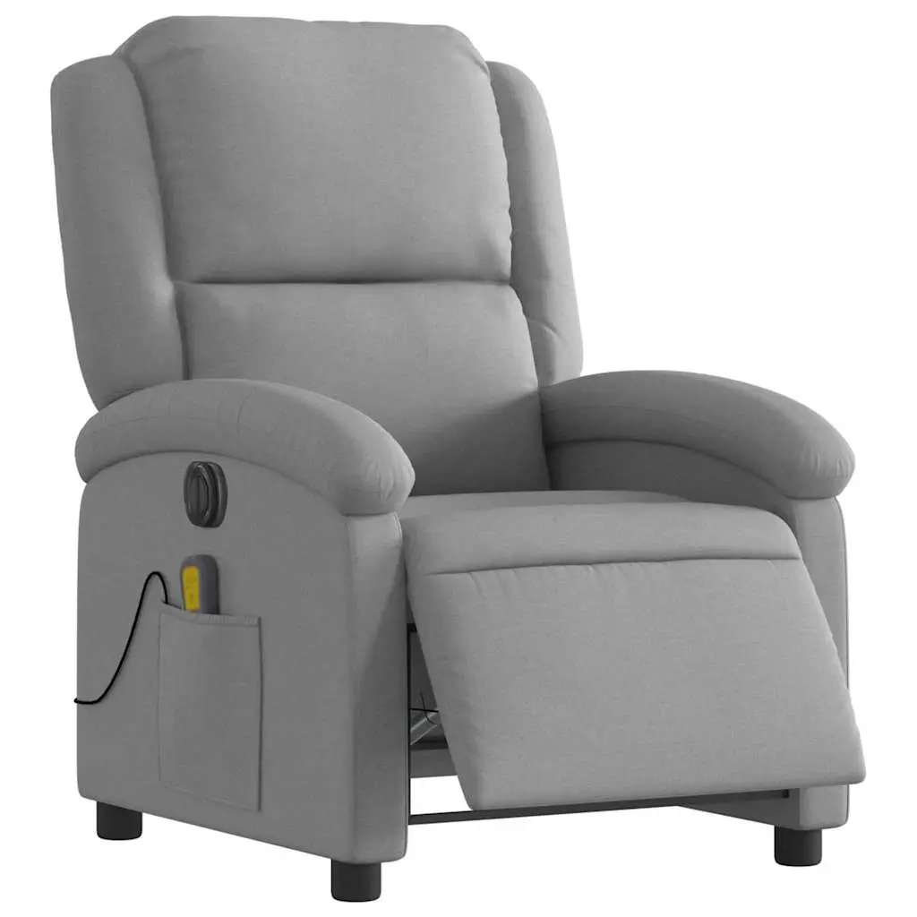 Electric Massage Recliner Chair Grey Fabric Armchair Adjustable Footrest