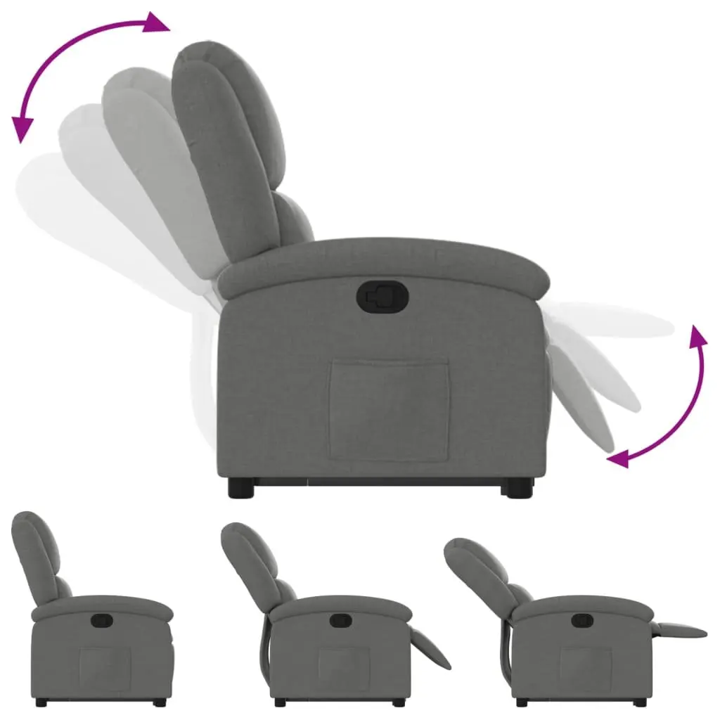 Recliner Chair for Living Room Dark Grey Fabric Power Lift Electric Motor Manual