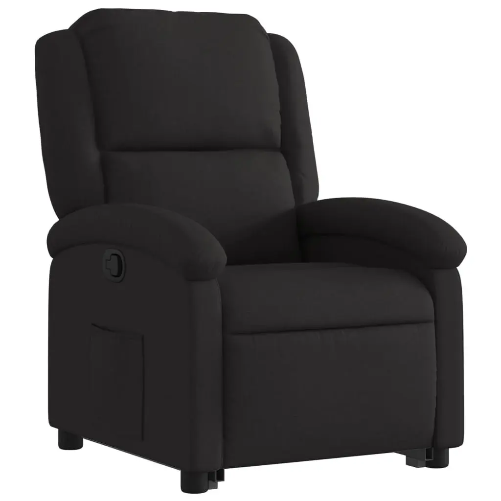 Stand Up Recliner Chair for Elderly Black Fabric Electric Power Lift 135 Degrees