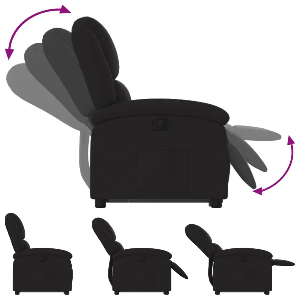 Stand Up Recliner Chair for Elderly Black Fabric Electric Power Lift 135 Degrees