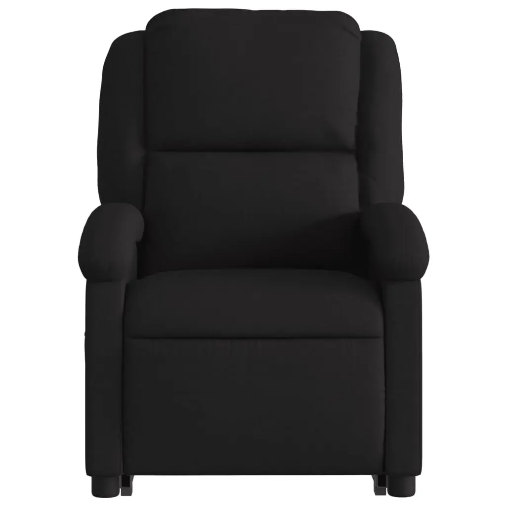 Stand Up Recliner Chair for Elderly Black Fabric Electric Power Lift 135 Degrees