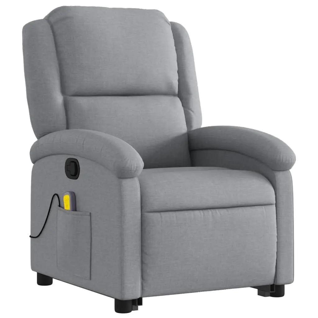 Grey Fabric Power Lift Massage Recliner Chair