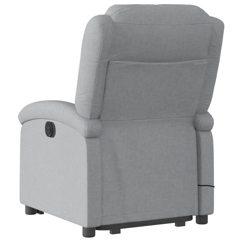 Grey Fabric Power Lift Massage Recliner Chair
