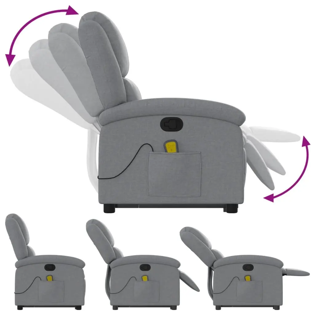 Grey Fabric Power Lift Massage Recliner Chair