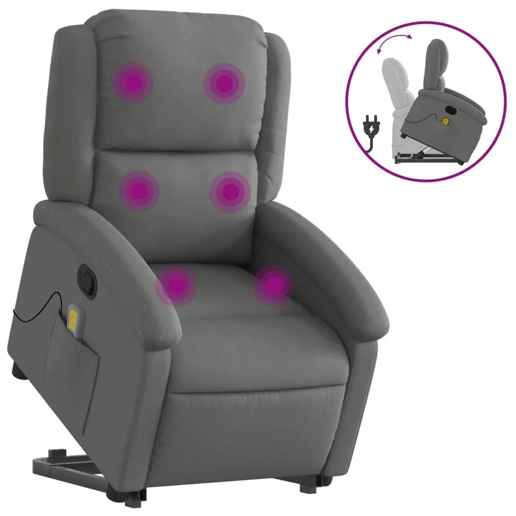 Electric Massage Recliner Chair for Living Room Grey Fabric