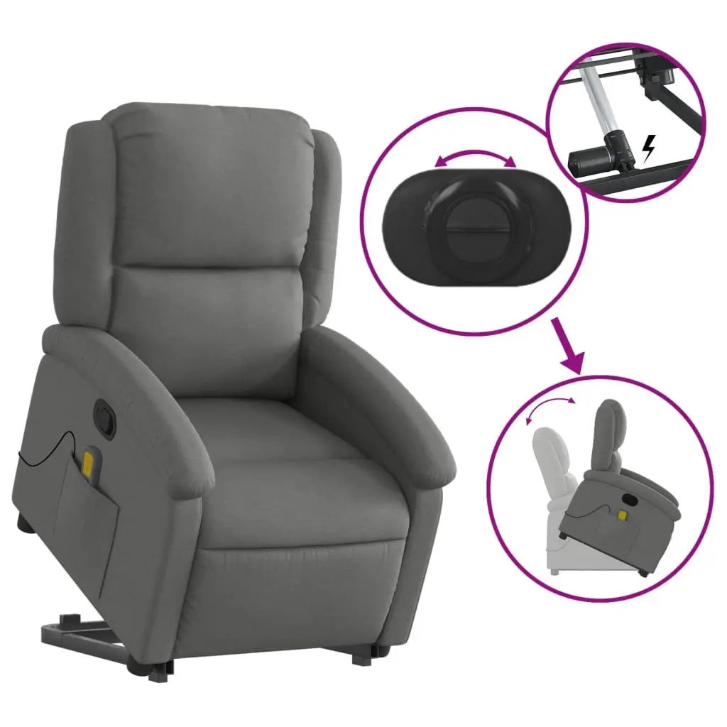 Electric Massage Recliner Chair for Living Room Grey Fabric