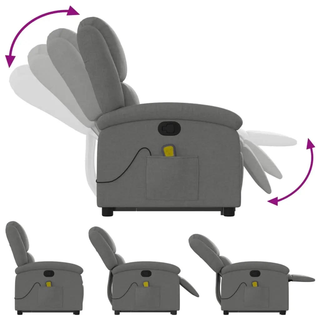 Electric Massage Recliner Chair for Living Room Grey Fabric