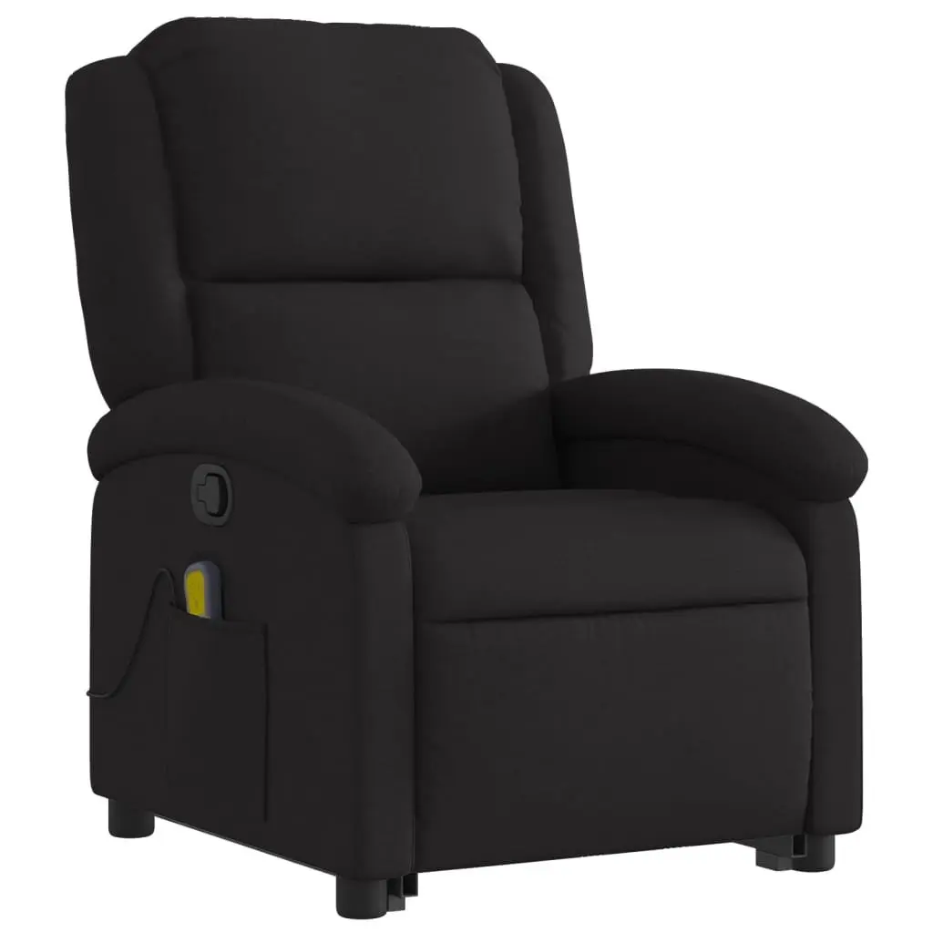 Stand Up Massage Recliner Chair Black Fabric Electric Power Lift Recline