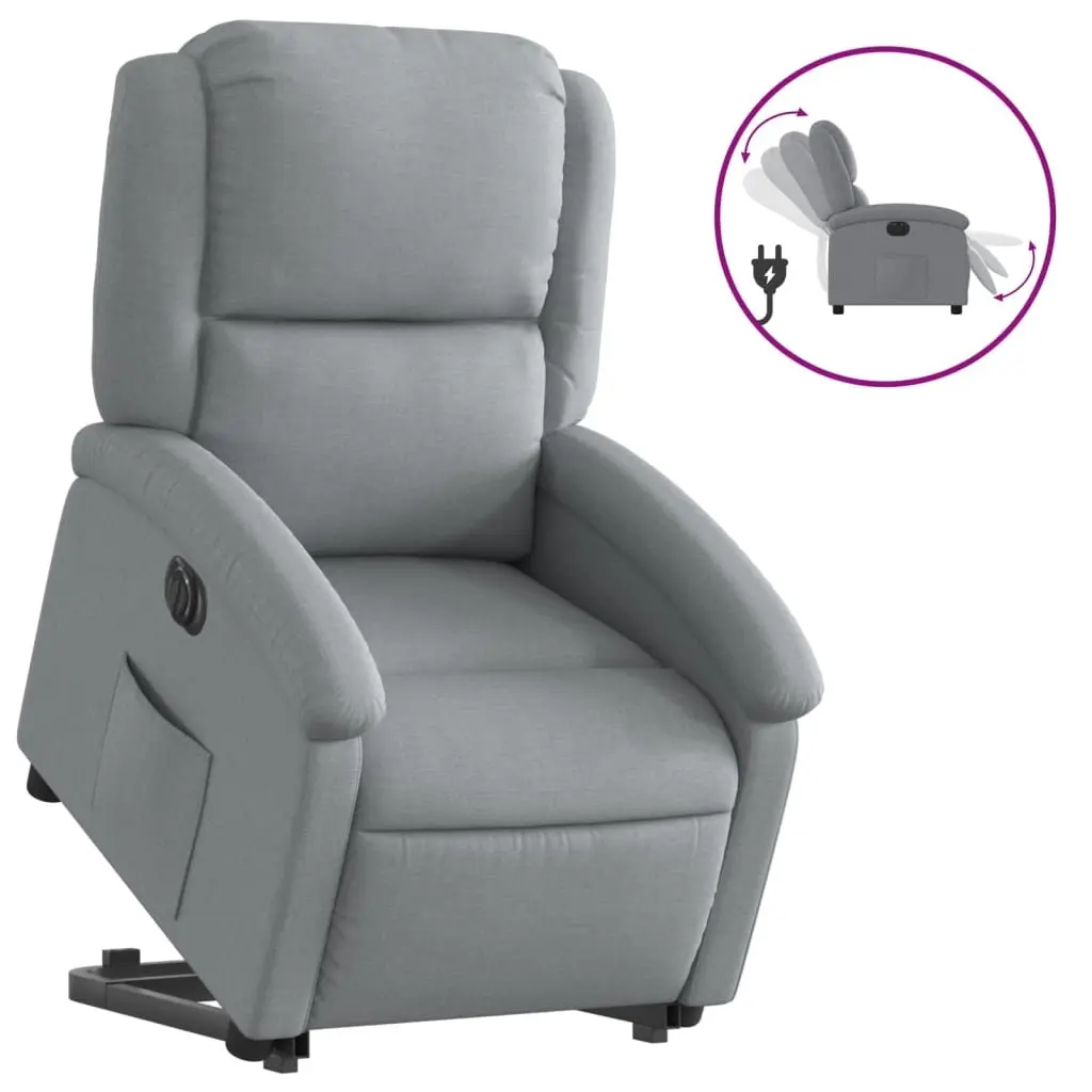 Electric Recliner Chair for Living Room Light Grey Fabric