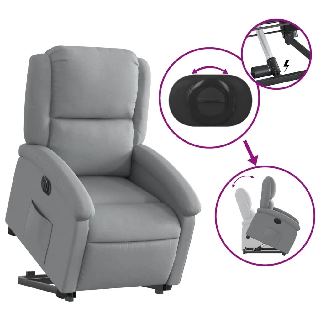 Electric Recliner Chair for Living Room Light Grey Fabric