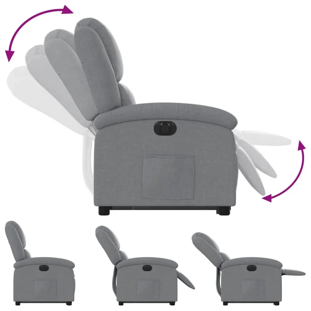 Electric Recliner Chair for Living Room Light Grey Fabric