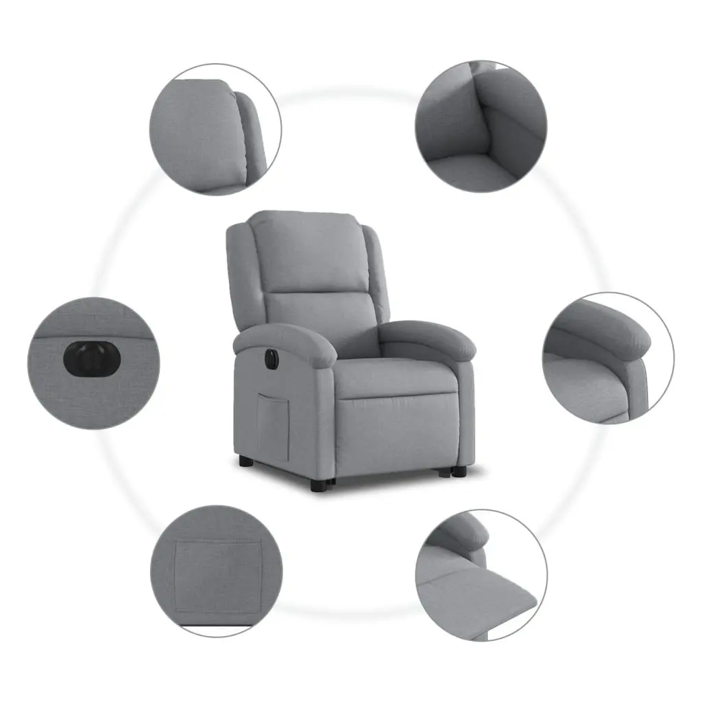 Electric Recliner Chair for Living Room Light Grey Fabric