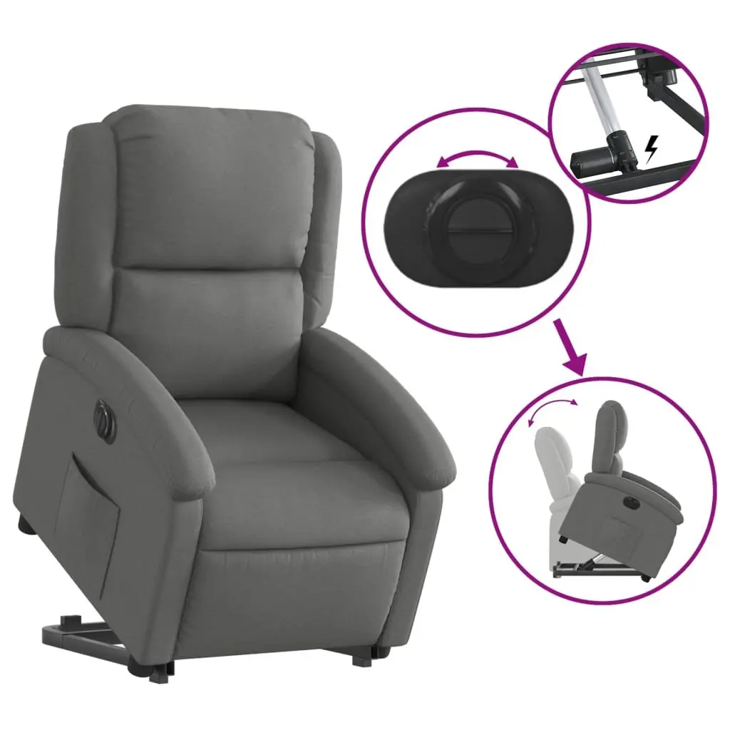 Electric Recliner Chair for Living Room Grey Fabric 135 Degrees