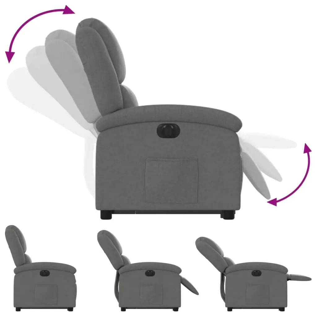 Electric Recliner Chair for Living Room Grey Fabric 135 Degrees